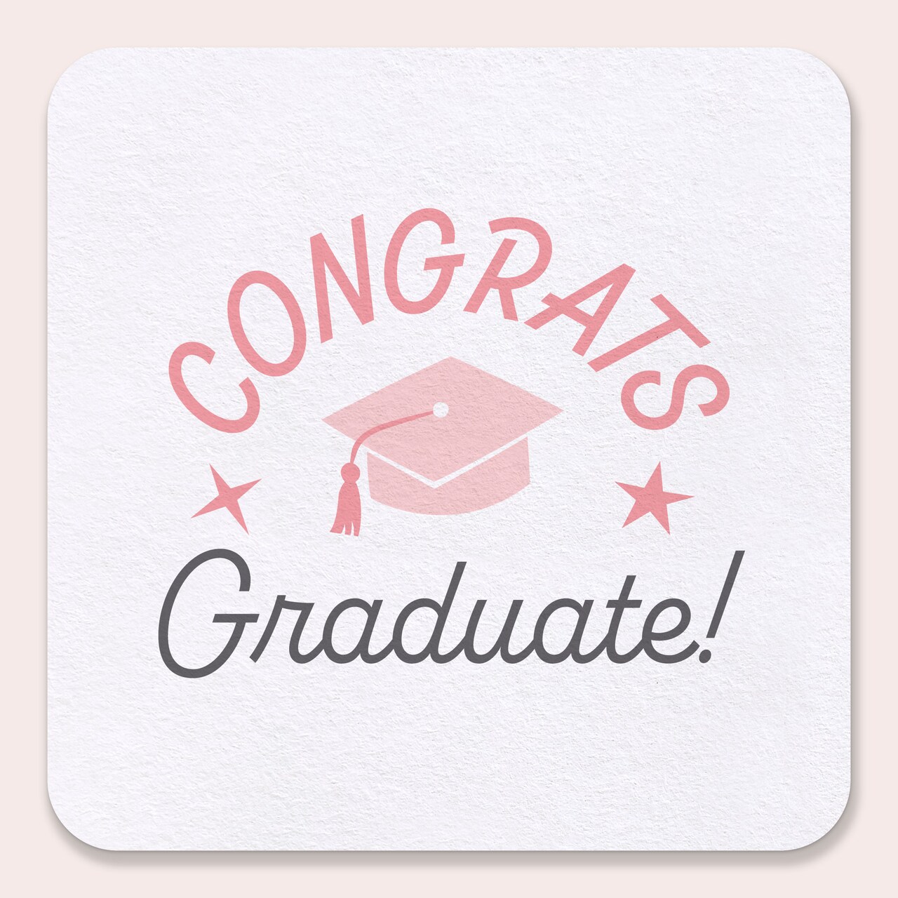 Big Dot of Happiness Pink Congrats Graduate Drink Coasters, 4-In Disposable Square Paper Coasters, Rose Gold Graduation Supplies, Table Decor - 25 Ct